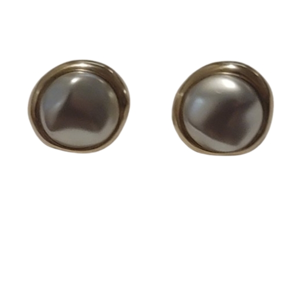 Monet Earrings Elegant Gold Silver Stud Earrings Two Tone - Picture 1 of 5